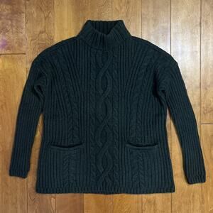 Abercrombie & Fitch Mock Turtleneck Tunic Sweater M Olive Green Pockets Preppy